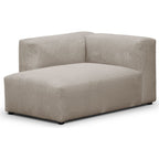 Modulo - Canapé Modulable Panoramique 6 Places avec Méridienne à Gauche + Pouf en Velours Côtelé - Taupe