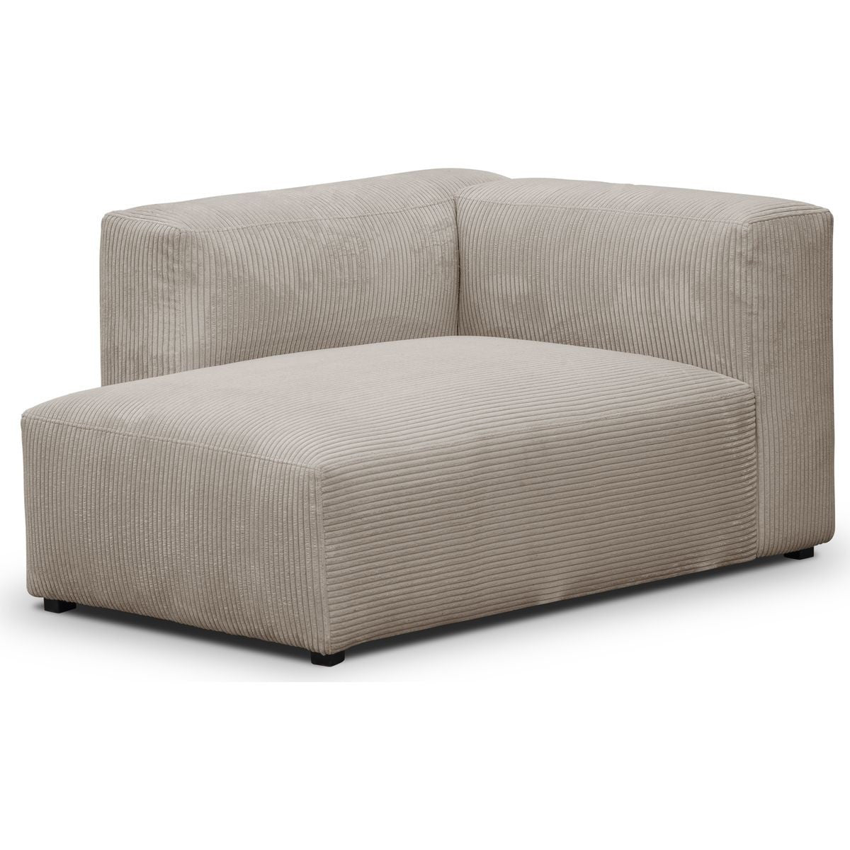 Modulo - Canapé Modulable Panoramique 6 Places avec Méridienne à Gauche + Pouf en Velours Côtelé - Taupe