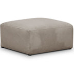 Modulo - Canapé Modulable Panoramique 6 Places avec Méridienne à Gauche + Pouf en Velours Côtelé - Taupe