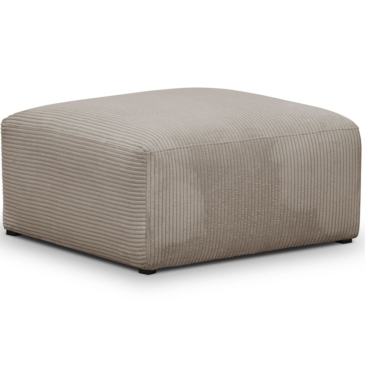 Modulo - Canapé Modulable Panoramique 6 Places avec Méridienne à Gauche + Pouf en Velours Côtelé - Taupe