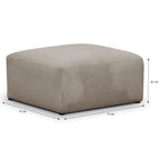 Modulo - Canapé Modulable Panoramique 6 Places avec Méridienne à Gauche + Pouf en Velours Côtelé - Taupe