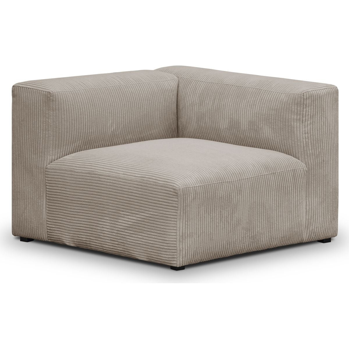 Modulo - Canapé Modulable Panoramique 6 Places avec Méridienne à Gauche + Pouf en Velours Côtelé - Taupe