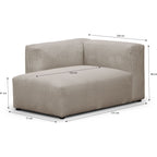 Modulo - Canapé Modulable Panoramique 6 Places avec Méridienne à Gauche + Pouf en Velours Côtelé - Taupe