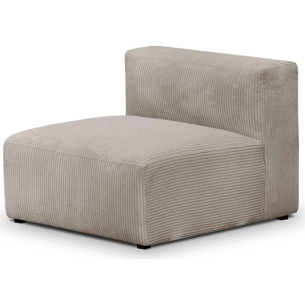 Modulo - Canapé Modulable Panoramique 6 Places avec Méridienne à Droite + Pouf en Velours Côtelé - Taupe