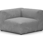 Modulo - Canapé Modulable Panoramique 6 Places avec Méridienne à Droite + Pouf en Velours Côtelé - Gris Clair