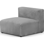Modulo - Canapé Modulable Panoramique 6 Places avec Méridienne à Droite + Pouf en Velours Côtelé - Gris Clair