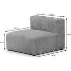 Modulo - Canapé Modulable Panoramique 6 Places avec Méridienne à Droite + Pouf en Velours Côtelé - Gris Clair