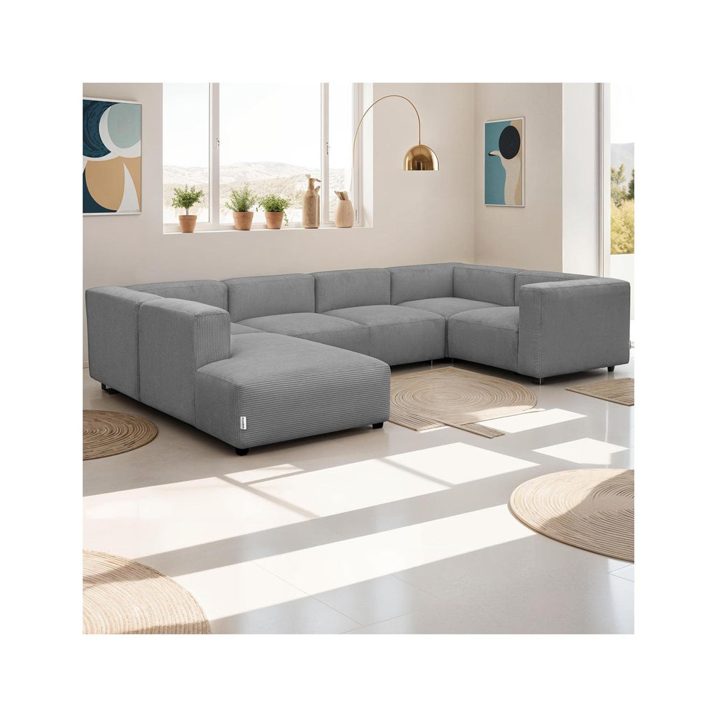 Modulo - Modulopbygget Panoramasofa - Fløjl - Lysegrå