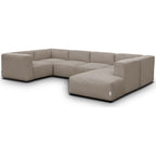 Modulo - Canapé Modulable Panoramique 9 Places Ouvert à Droite + Pouf en Velours Côtelé - Taupe