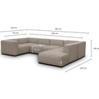 Modulo - Canapé Modulable Panoramique 9 Places Ouvert à Droite + Pouf en Velours Côtelé - Taupe