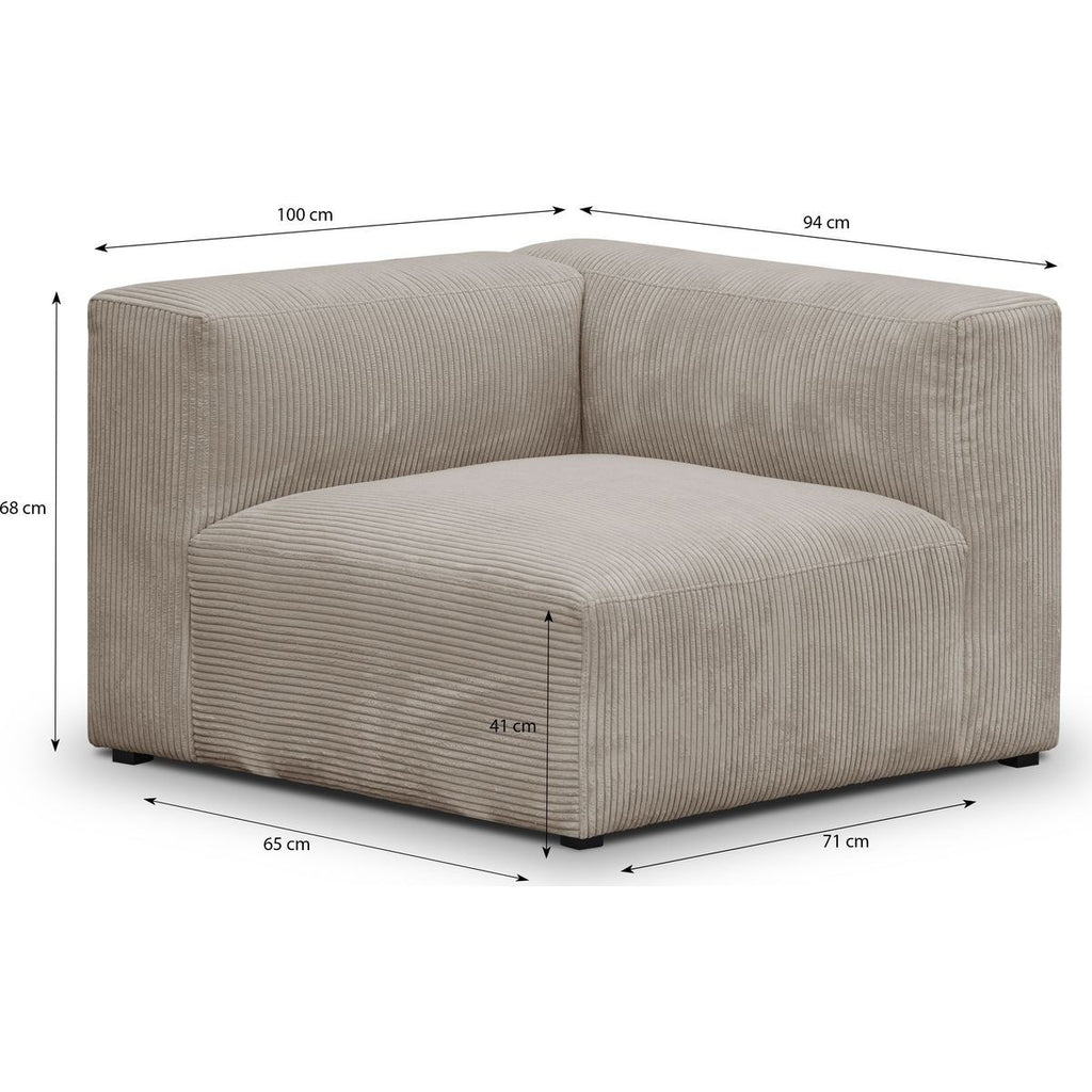 Modulo - Canapé Modulable Panoramique 9 Places Ouvert à Droite + Pouf en Velours Côtelé - Taupe