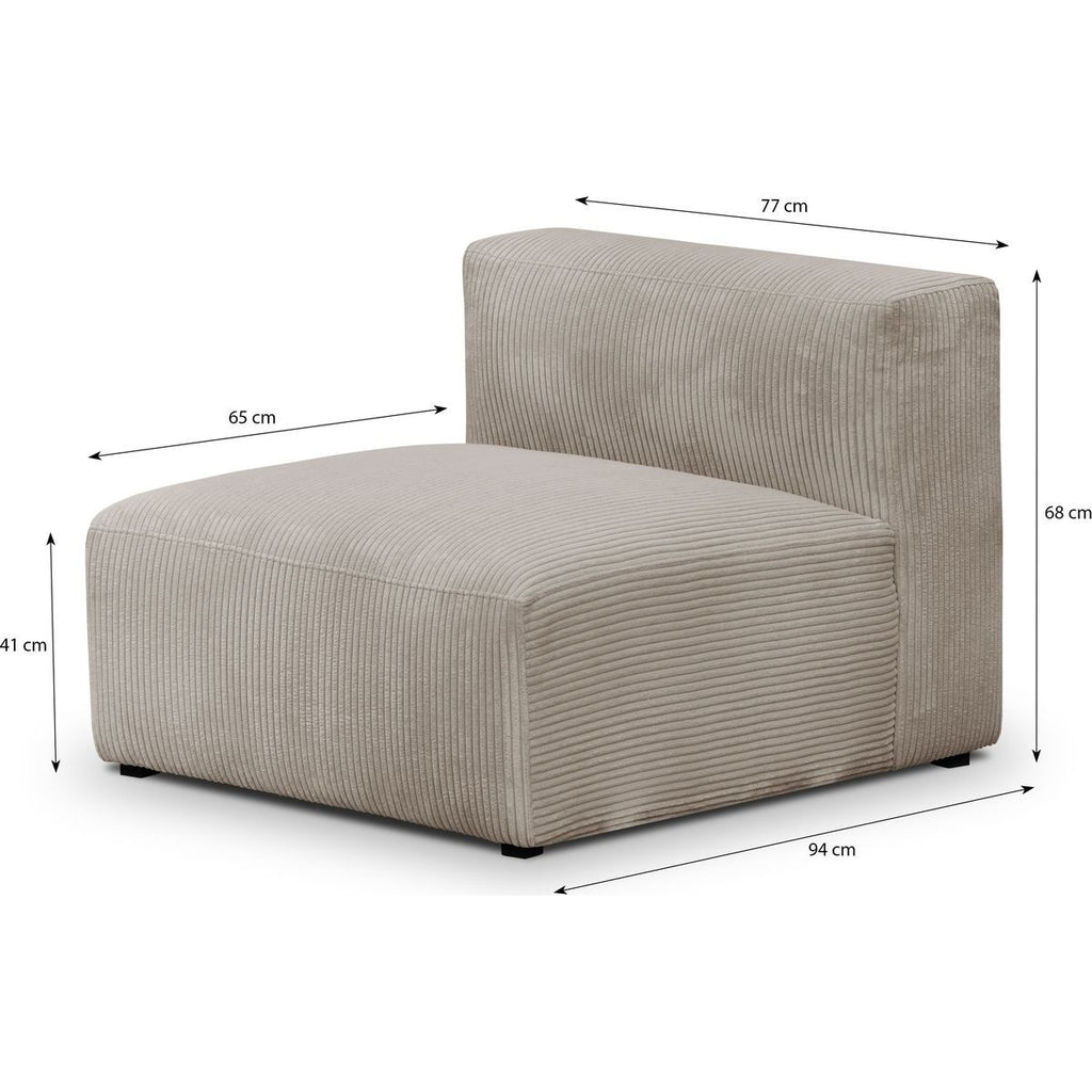 Modulo - Canapé Modulable Panoramique 9 Places Ouvert à Droite + Pouf en Velours Côtelé - Taupe