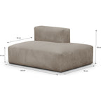 Modulo - Canapé Modulable Panoramique 9 Places Ouvert à Droite + Pouf en Velours Côtelé - Taupe