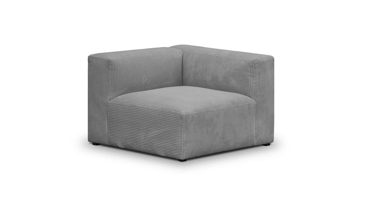 Modulo - Canapé Modulable Panoramique 9 Places Ouvert à Droite + Pouf en Velours Côtelé - Gris Clair