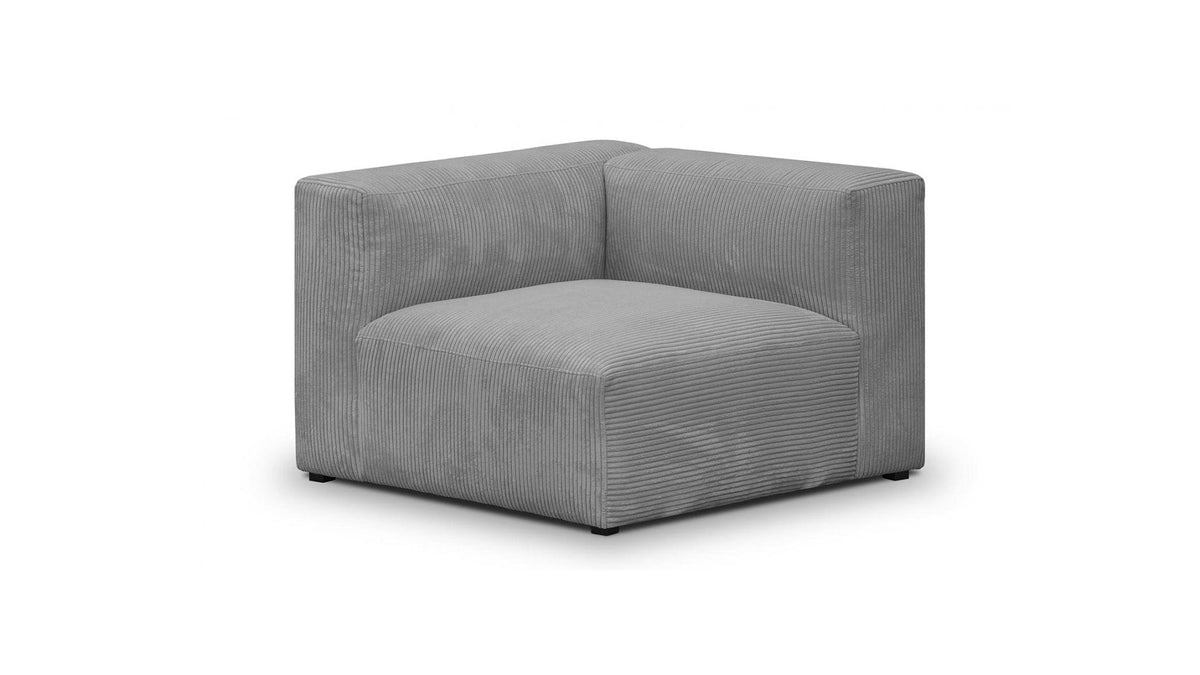Modulo - Canapé Modulable Panoramique 9 Places Ouvert à Droite + Pouf en Velours Côtelé - Gris Clair