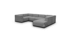 Modulo - Canapé Modulable Panoramique 9 Places Ouvert à Droite + Pouf en Velours Côtelé - Gris Clair