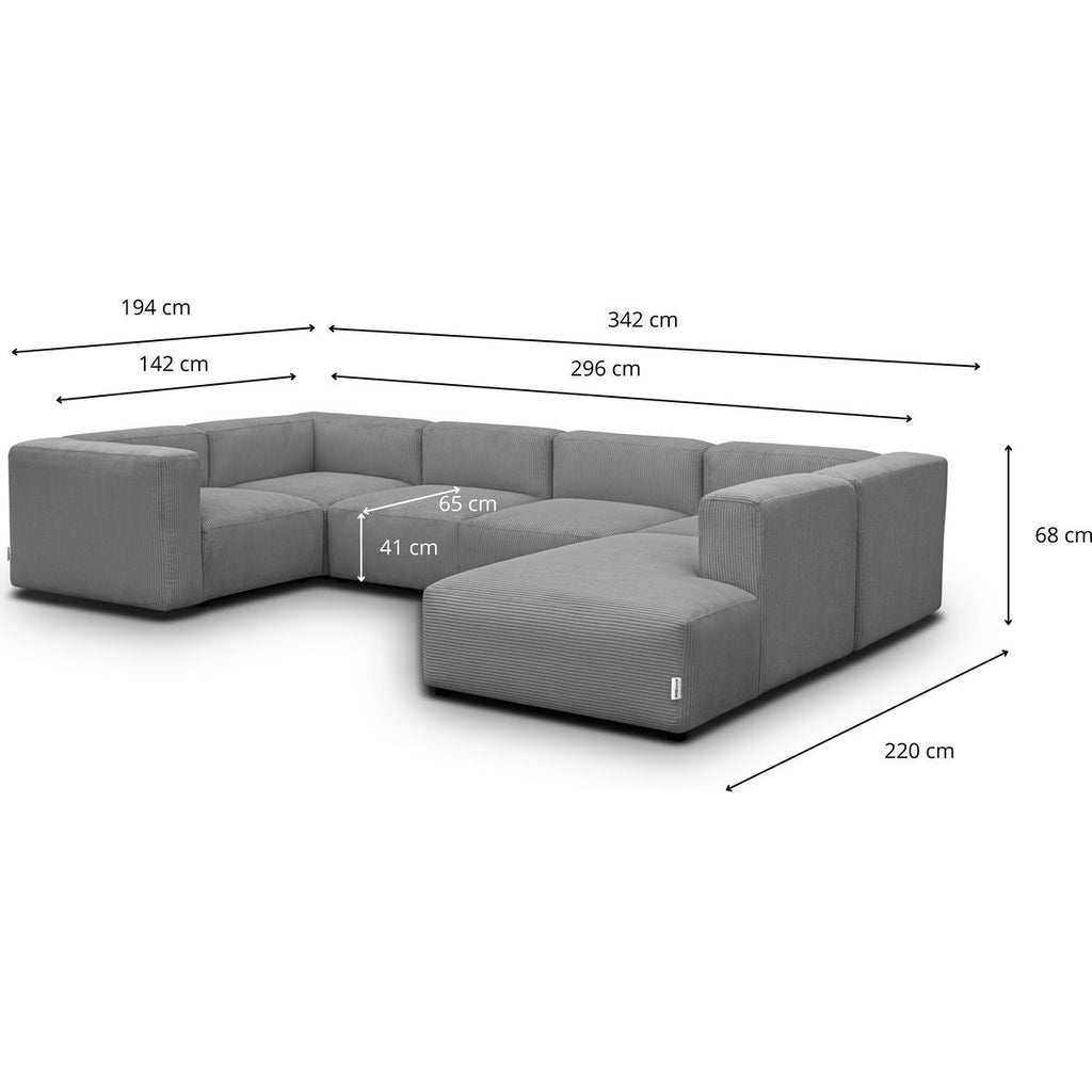 Modulo - Modułowy narożnik panoramiczny - Sztruks - Jasnoszary