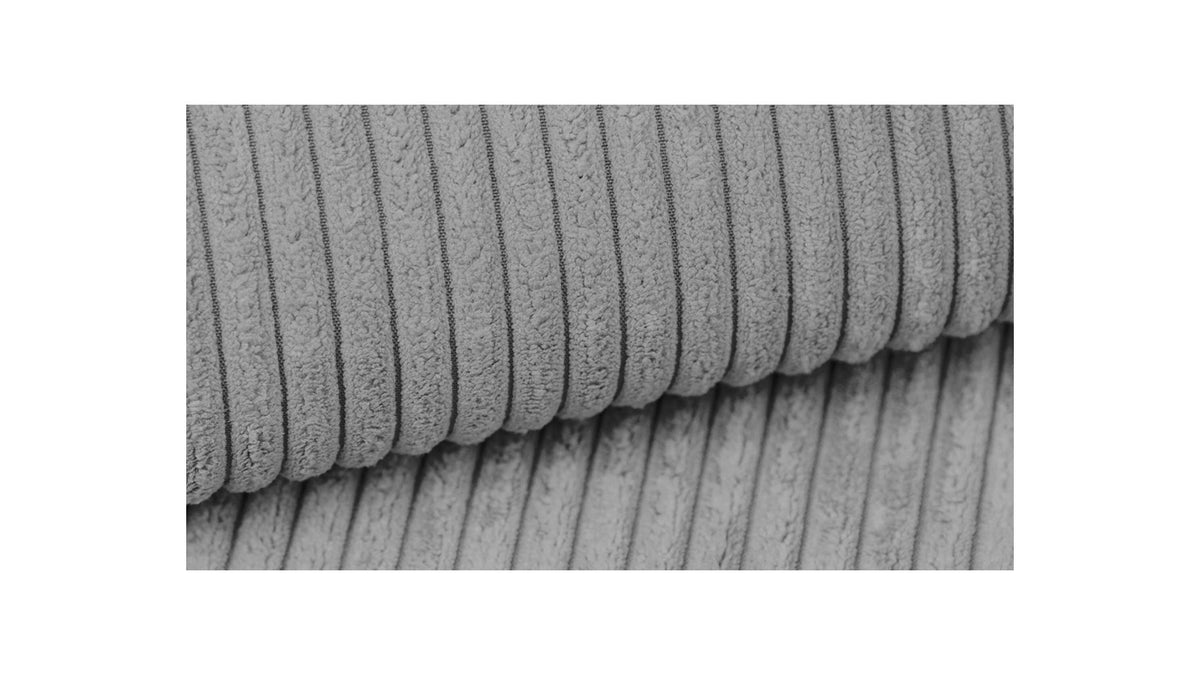 Modulo - Canapé Modulable Panoramique 9 Places Ouvert à Droite + Pouf en Velours Côtelé - Gris Clair