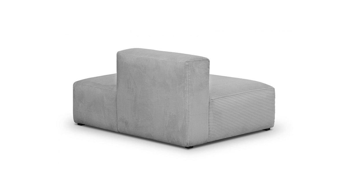 Modulo - Canapé Modulable Panoramique 9 Places Ouvert à Droite + Pouf en Velours Côtelé - Gris Clair