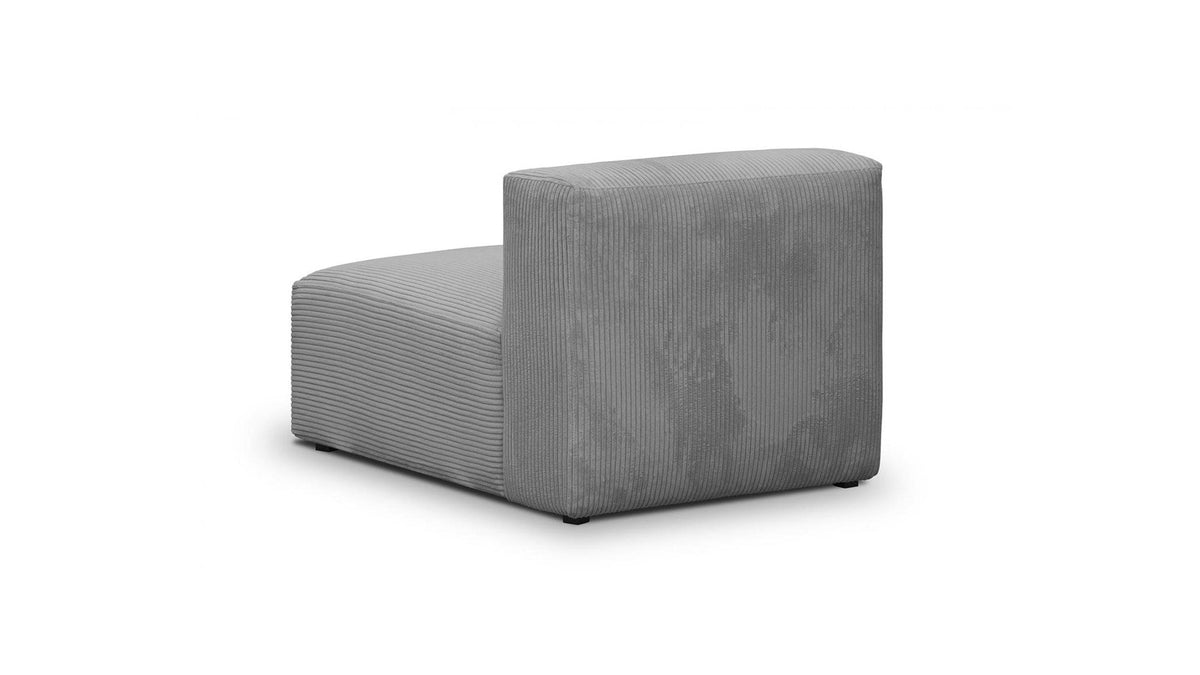 Modulo - Canapé Modulable Panoramique 9 Places Ouvert à Droite + Pouf en Velours Côtelé - Gris Clair