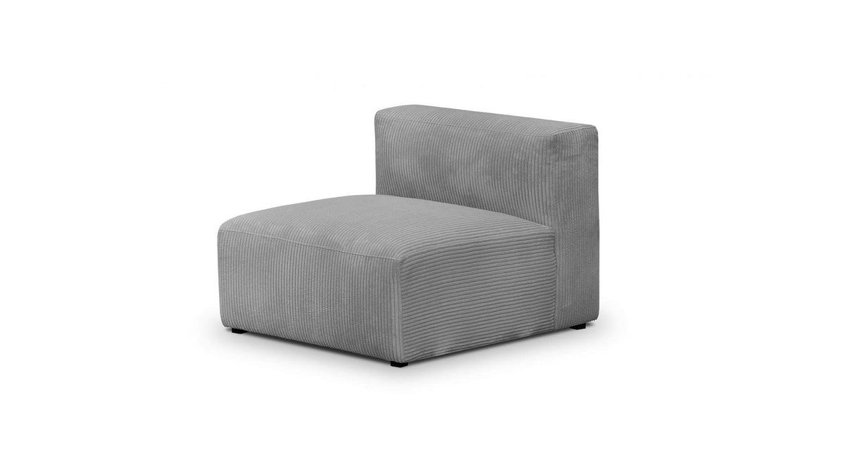 Modulo - Canapé Modulable Panoramique 9 Places Ouvert à Droite + Pouf en Velours Côtelé - Gris Clair