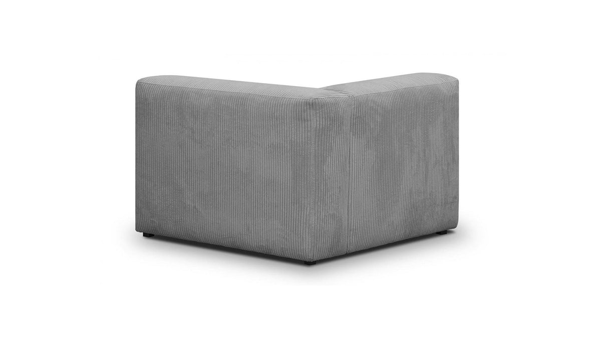 Modulo - Canapé Modulable Panoramique 9 Places Ouvert à Droite + Pouf en Velours Côtelé - Gris Clair