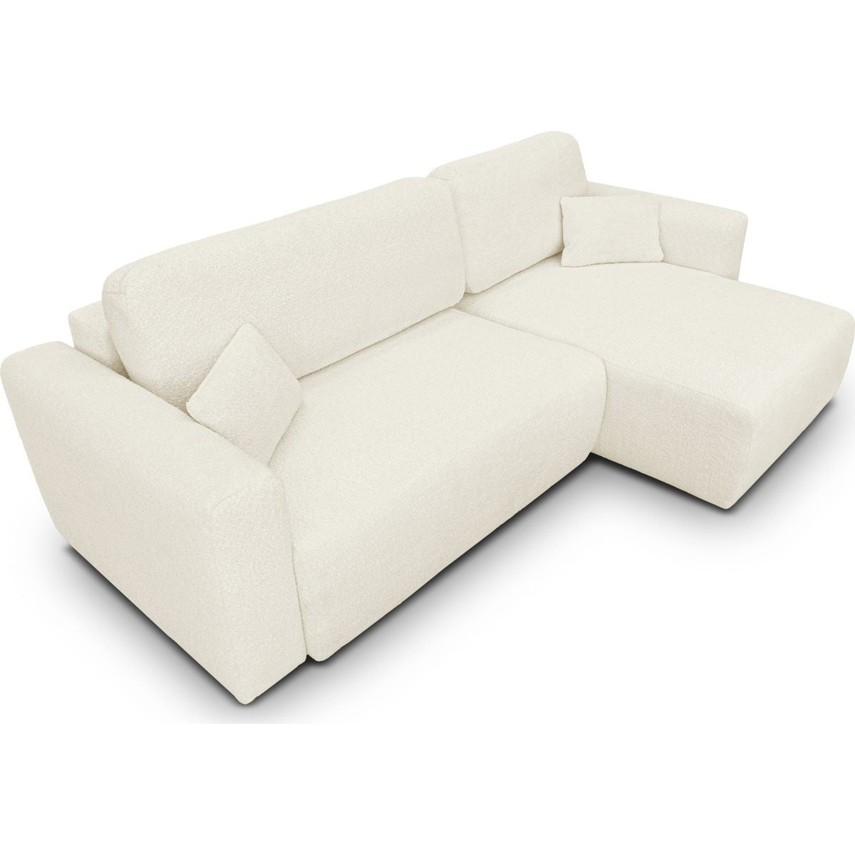 Davis - Canapé d'Angle Réversible Convertible 4 Places avec Coffre de Rangement en Tissu Bouclé - Beige