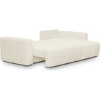 Davis - Canapé d'Angle Réversible Convertible 4 Places avec Coffre de Rangement en Tissu Bouclé - Beige
