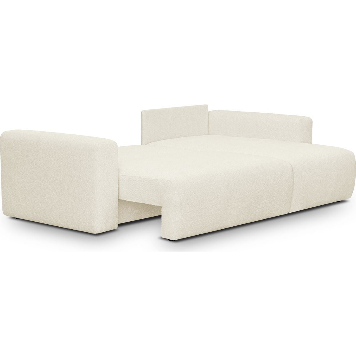 Davis - Canapé d'Angle Réversible Convertible 4 Places avec Coffre de Rangement en Tissu Bouclé - Beige