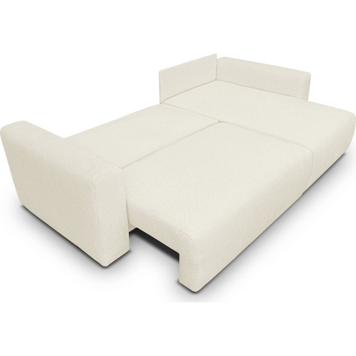 Davis - Canapé d'Angle Réversible Convertible 4 Places avec Coffre de Rangement en Tissu Bouclé - Beige