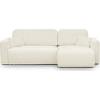 Davis - Canapé d'Angle Réversible Convertible 4 Places avec Coffre de Rangement en Tissu Bouclé - Beige