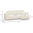 Davis - Canapé d'Angle Réversible Convertible 4 Places avec Coffre de Rangement en Tissu Bouclé - Beige