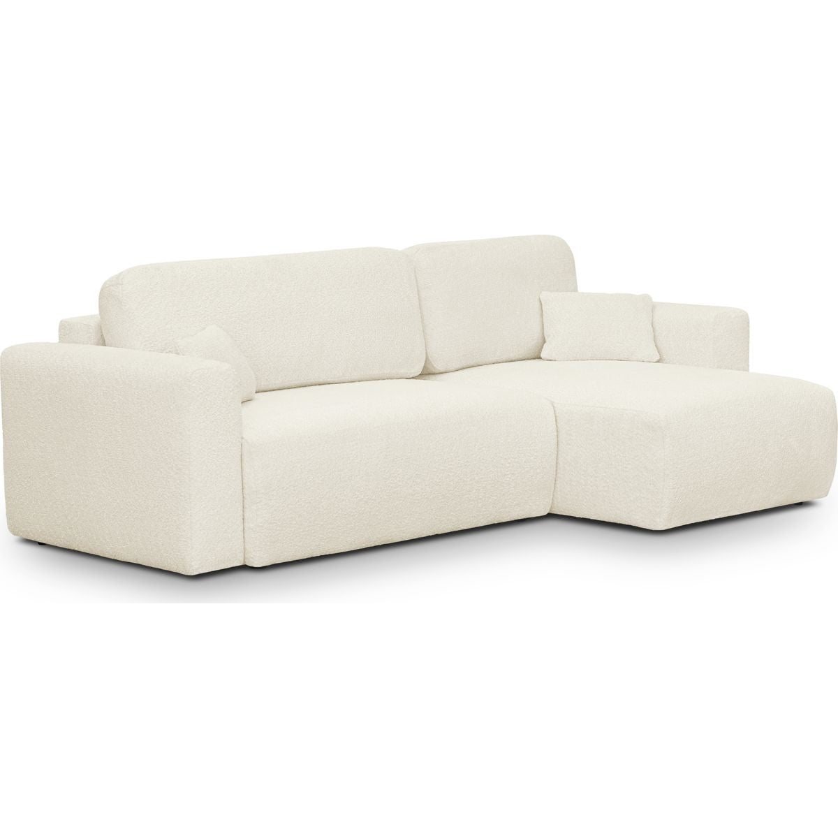 Davis - Canapé d'Angle Réversible Convertible 4 Places avec Coffre de Rangement en Tissu Bouclé - Beige