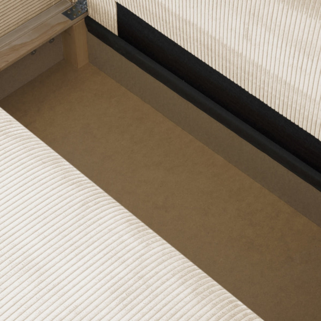 Davis - Canapé d'Angle Réversible Convertible 4 Places avec Coffre de Rangement en Velours Côtelé - Beige