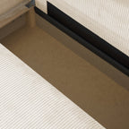 Davis - Canapé d'Angle Réversible Convertible 4 Places avec Coffre de Rangement en Velours Côtelé - Beige