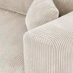 Davis - Canapé d'Angle Réversible Convertible 4 Places avec Coffre de Rangement en Velours Côtelé - Beige