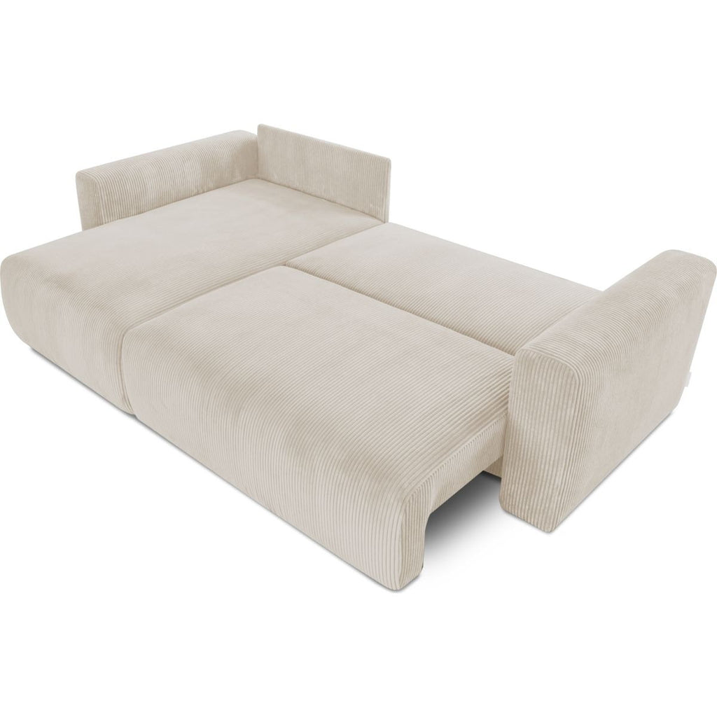 Davis - Canapé d'Angle Réversible Convertible 4 Places avec Coffre de Rangement en Velours Côtelé - Beige