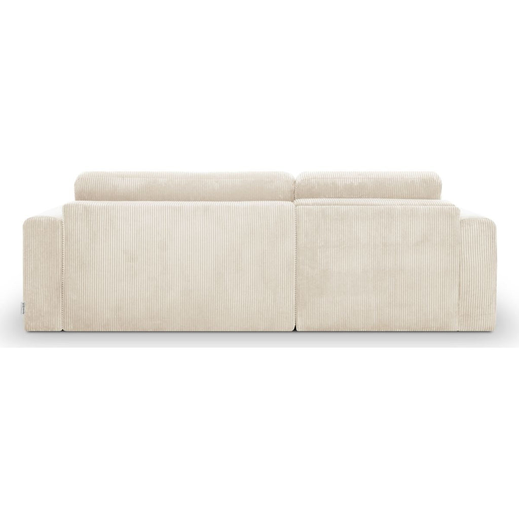Davis - Canapé d'Angle Réversible Convertible 4 Places avec Coffre de Rangement en Velours Côtelé - Beige