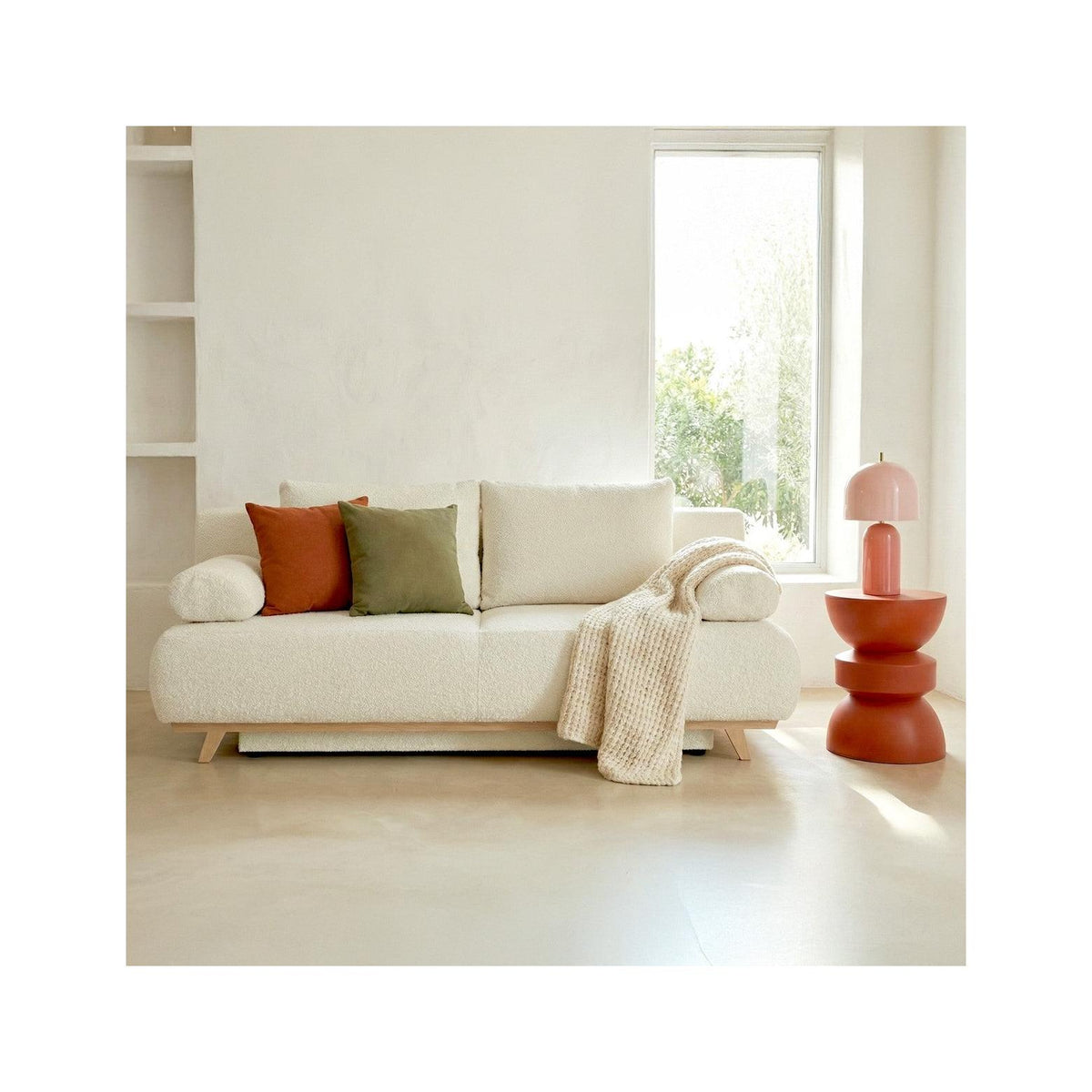 Laria - Slaapbank - Bouclé Stof - Beige
