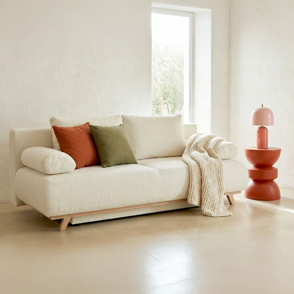 Laria - Slaapbank - Bouclé Stof - Beige