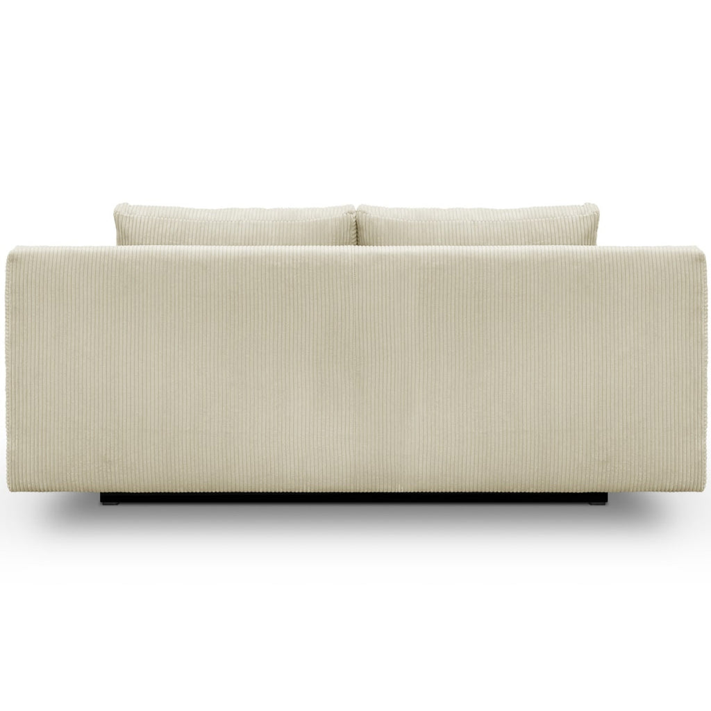 Laria - Canapé Convertible 3 Places avec Coffre de Rangement en Velours Côtelé - Beige