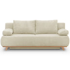 Laria - Canapé Convertible 3 Places avec Coffre de Rangement en Velours Côtelé - Beige