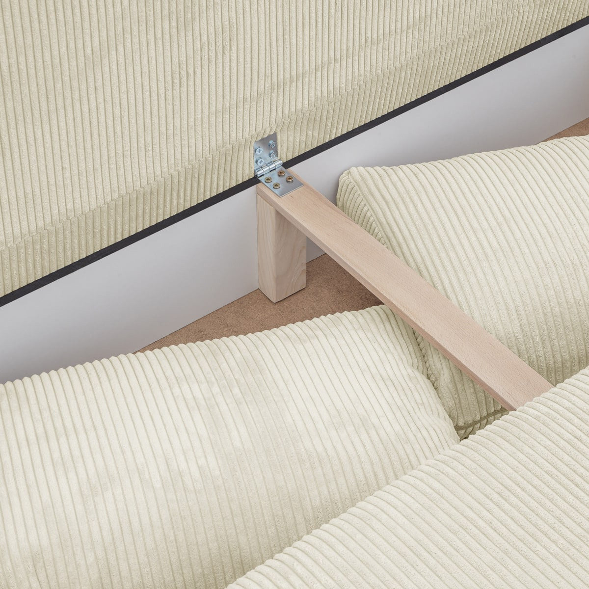 Laria - Canapé Convertible 3 Places avec Coffre de Rangement en Velours Côtelé - Beige