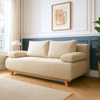 Laria - Canapé Convertible 3 Places avec Coffre de Rangement en Velours Côtelé - Beige