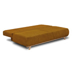 Laria - Canapé Convertible 3 Places avec Coffre de Rangement en Velours Côtelé - Jaune Moutarde