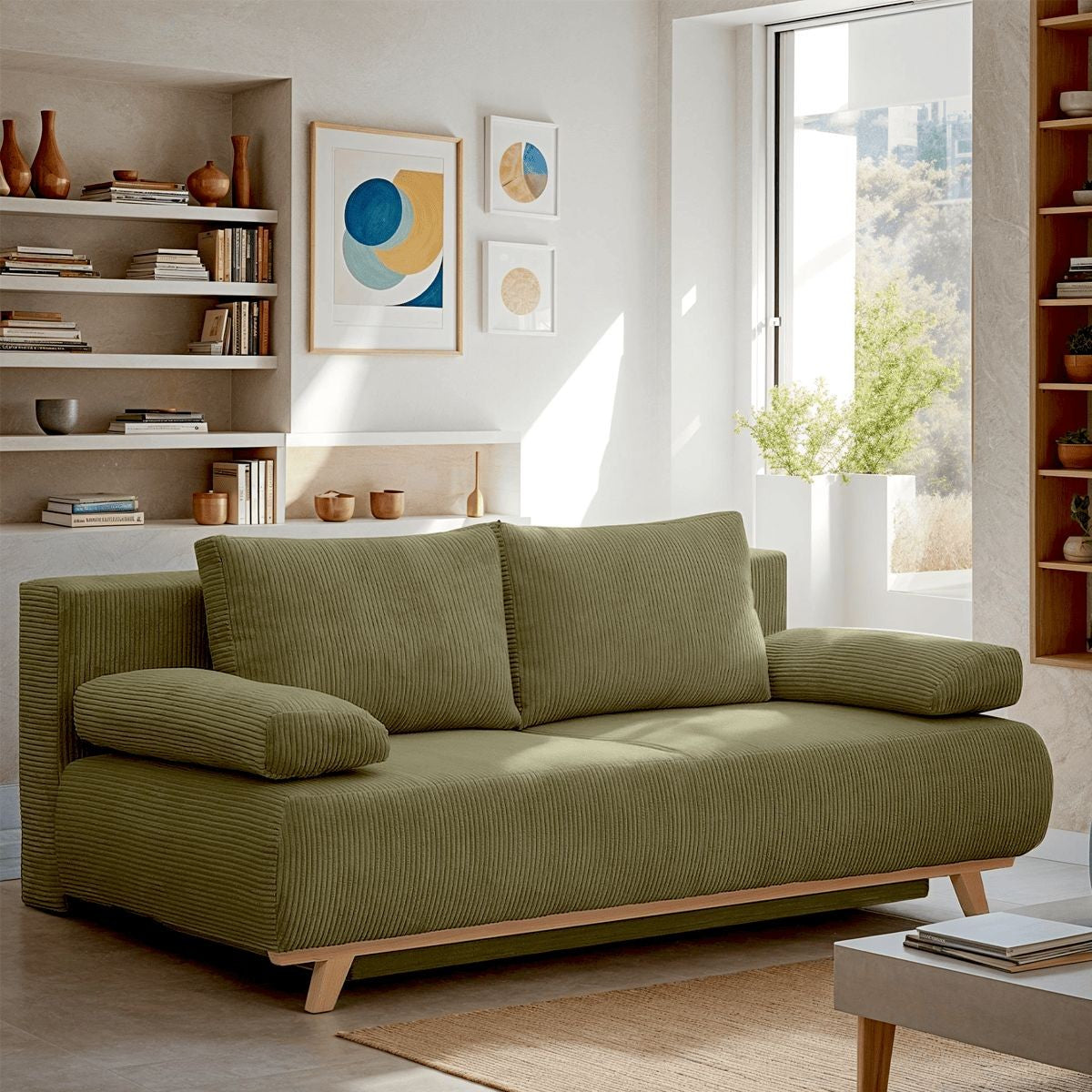 Laria - Sovesofa - Fløjl - Kakigrøn