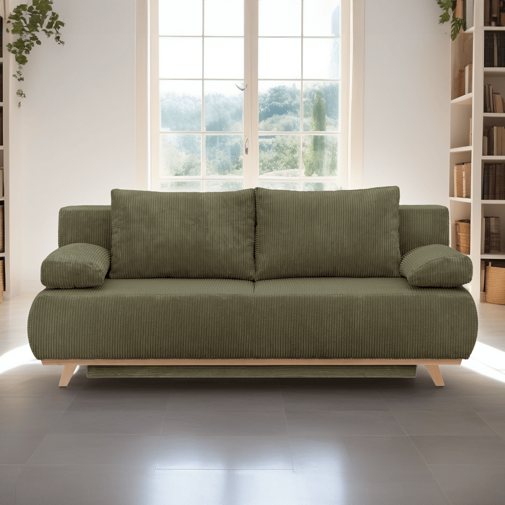 Laria - Sovesofa - Fløjl - Kakigrøn