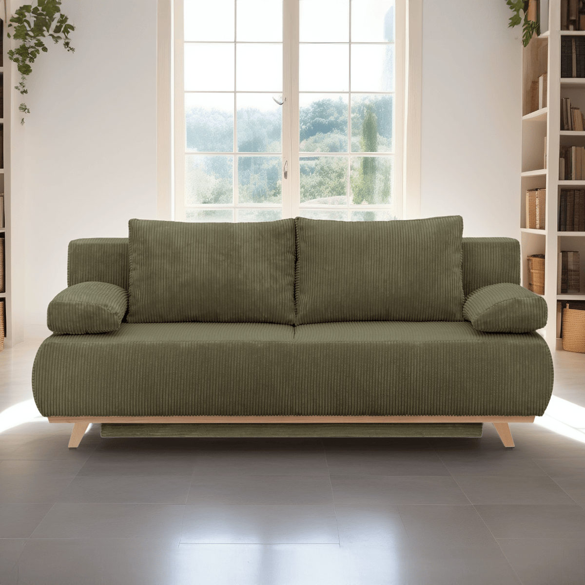 Laria - Sovesofa - Fløjl - Kakigrøn