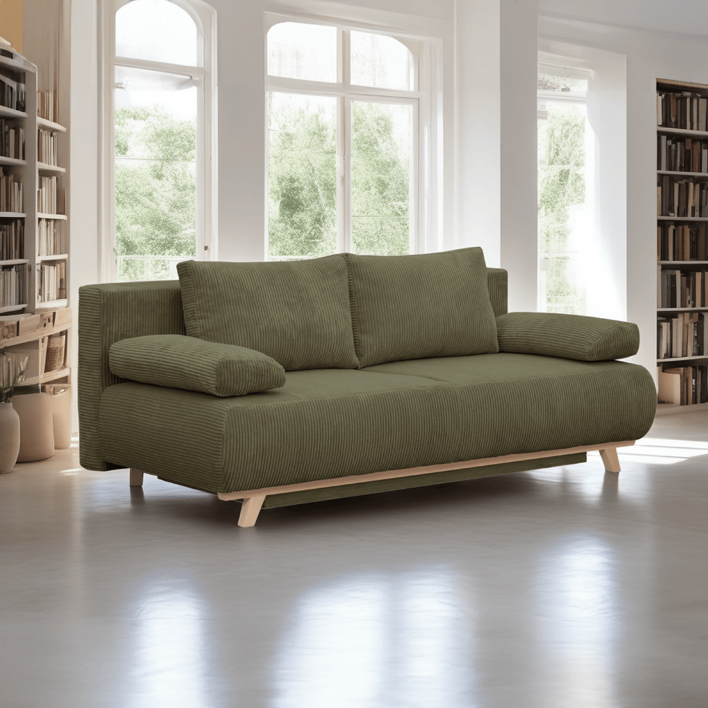 Laria - Sovesofa - Fløjl - Kakigrøn