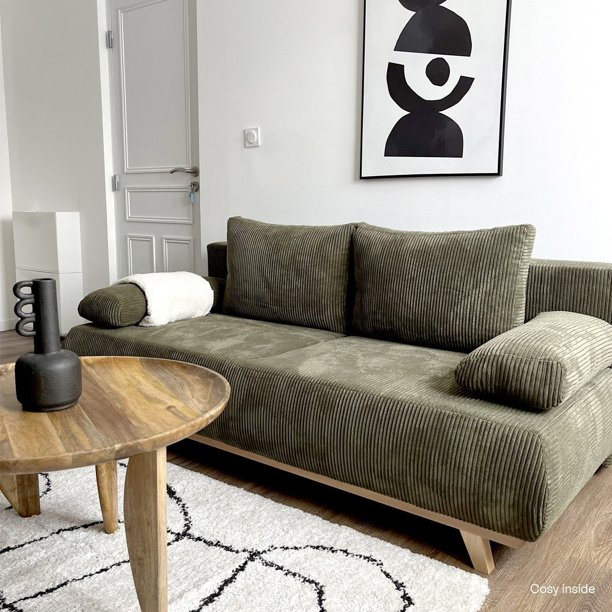Laria - Sovesofa - Fløjl - Kakigrøn